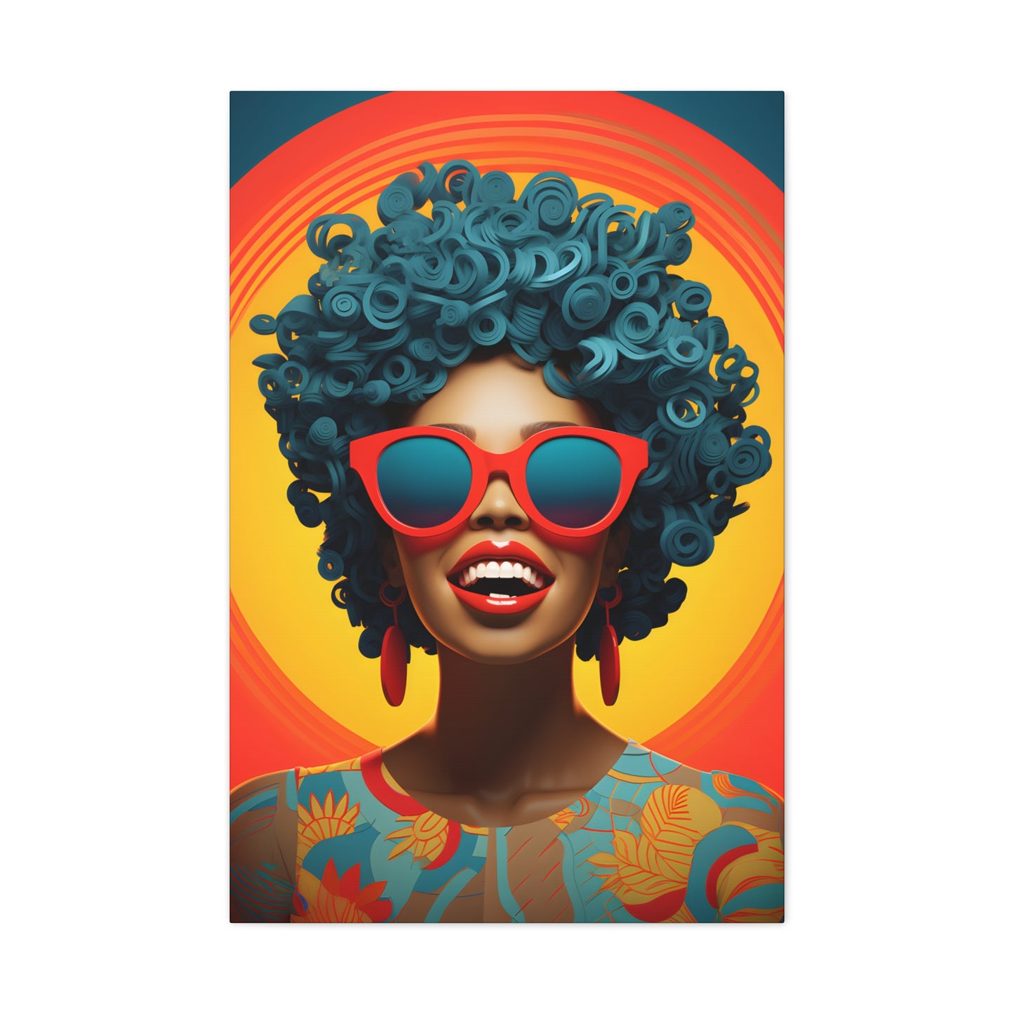 Chromatic Curls (Cyan) - Canvas Print