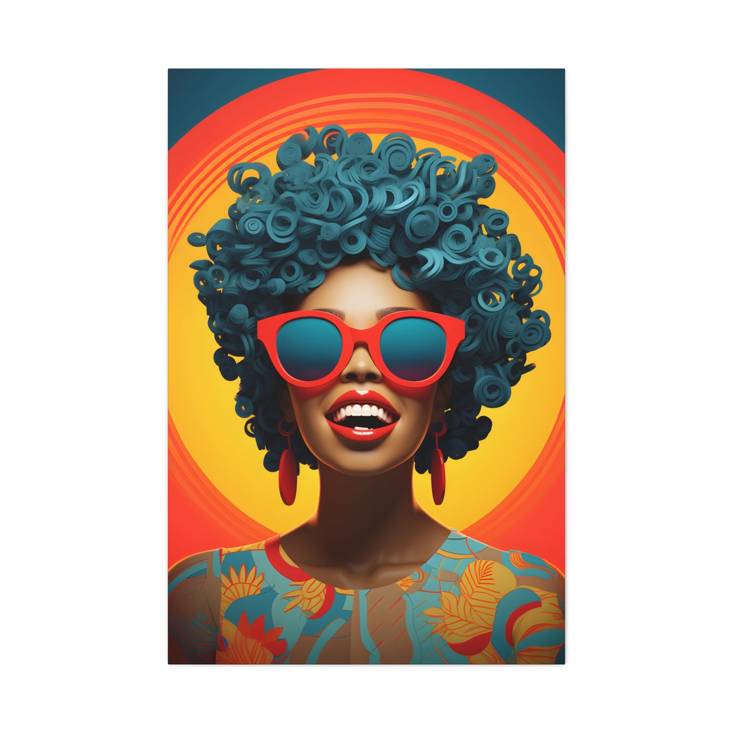 Chromatic Curls (Cyan) - Canvas Print