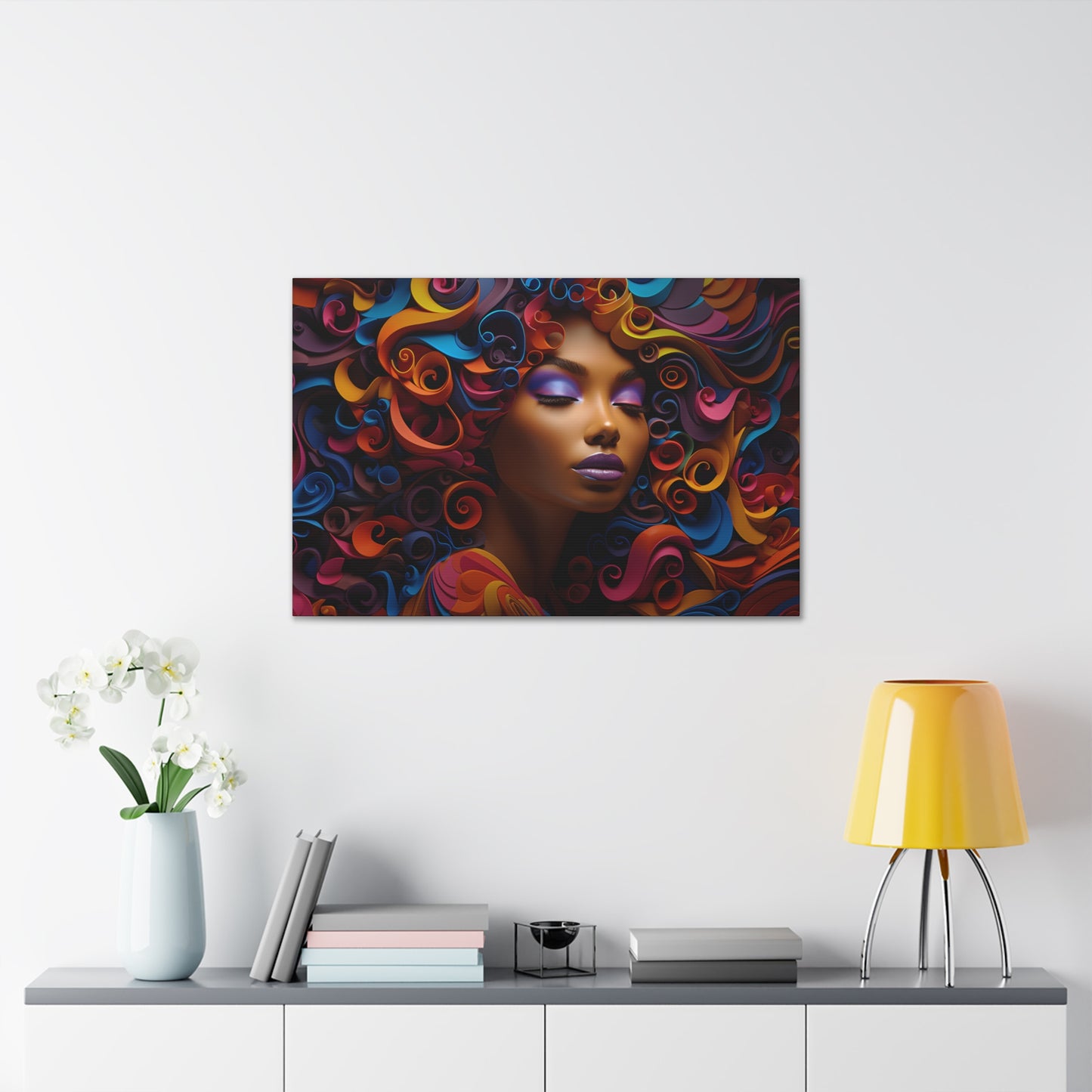 Chromatic Curls (Bow) - Canvas Print