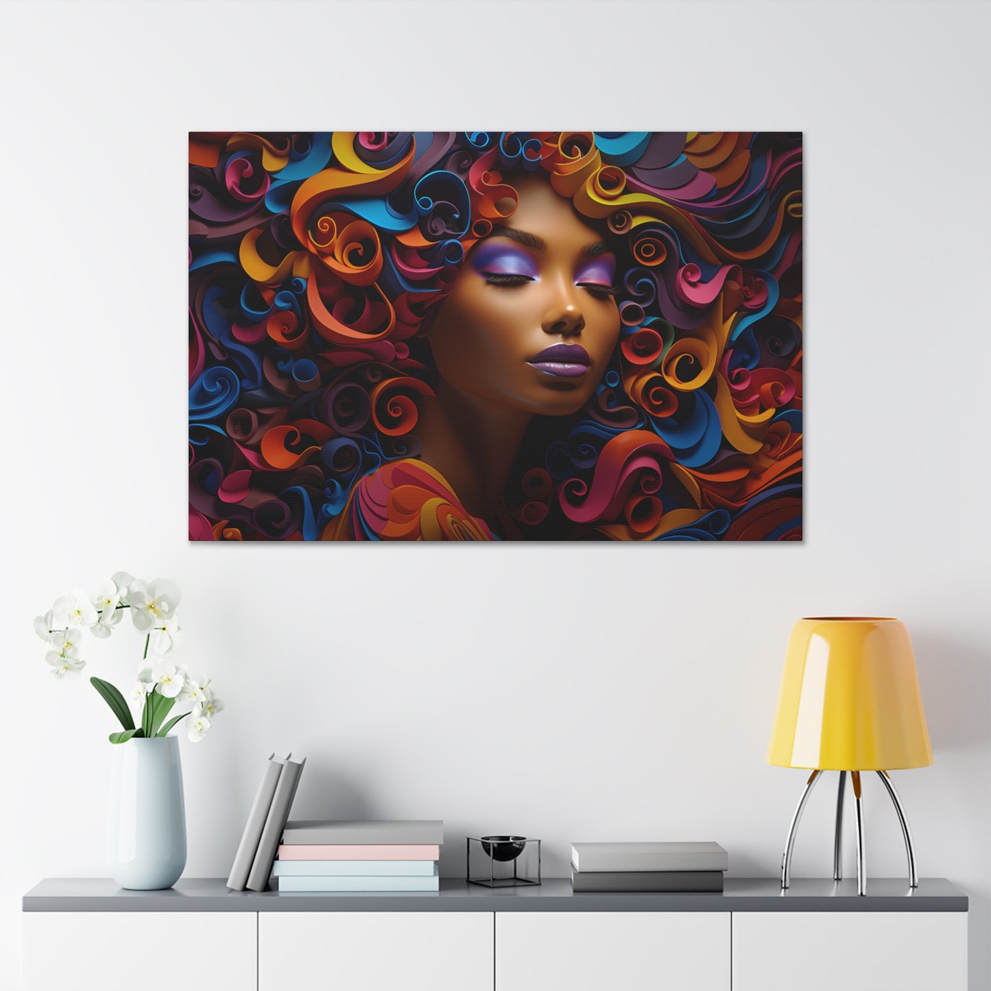 Chromatic Curls (Bow) - Canvas Print