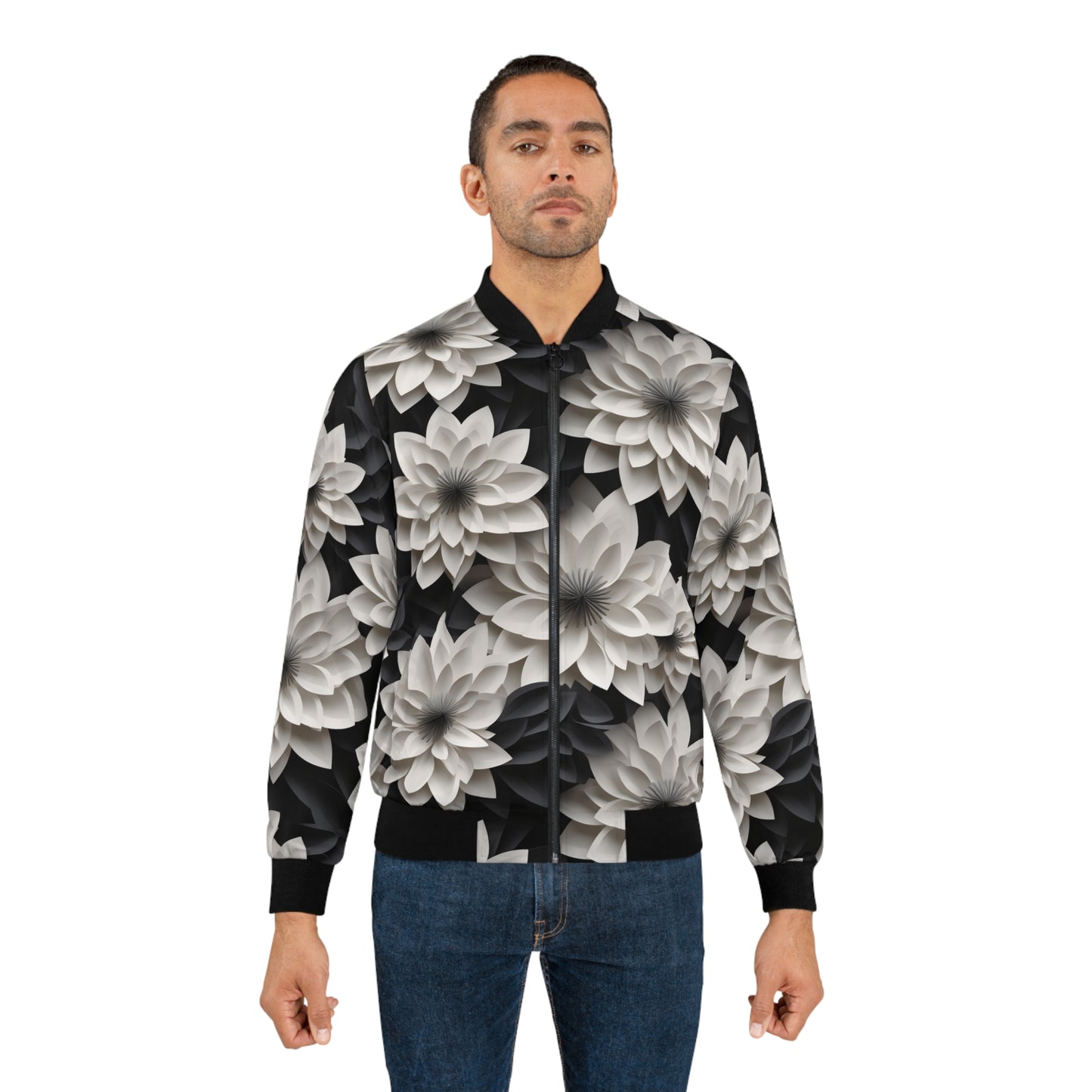 Bloomin (Black and White) - Men's Bomber Jacket