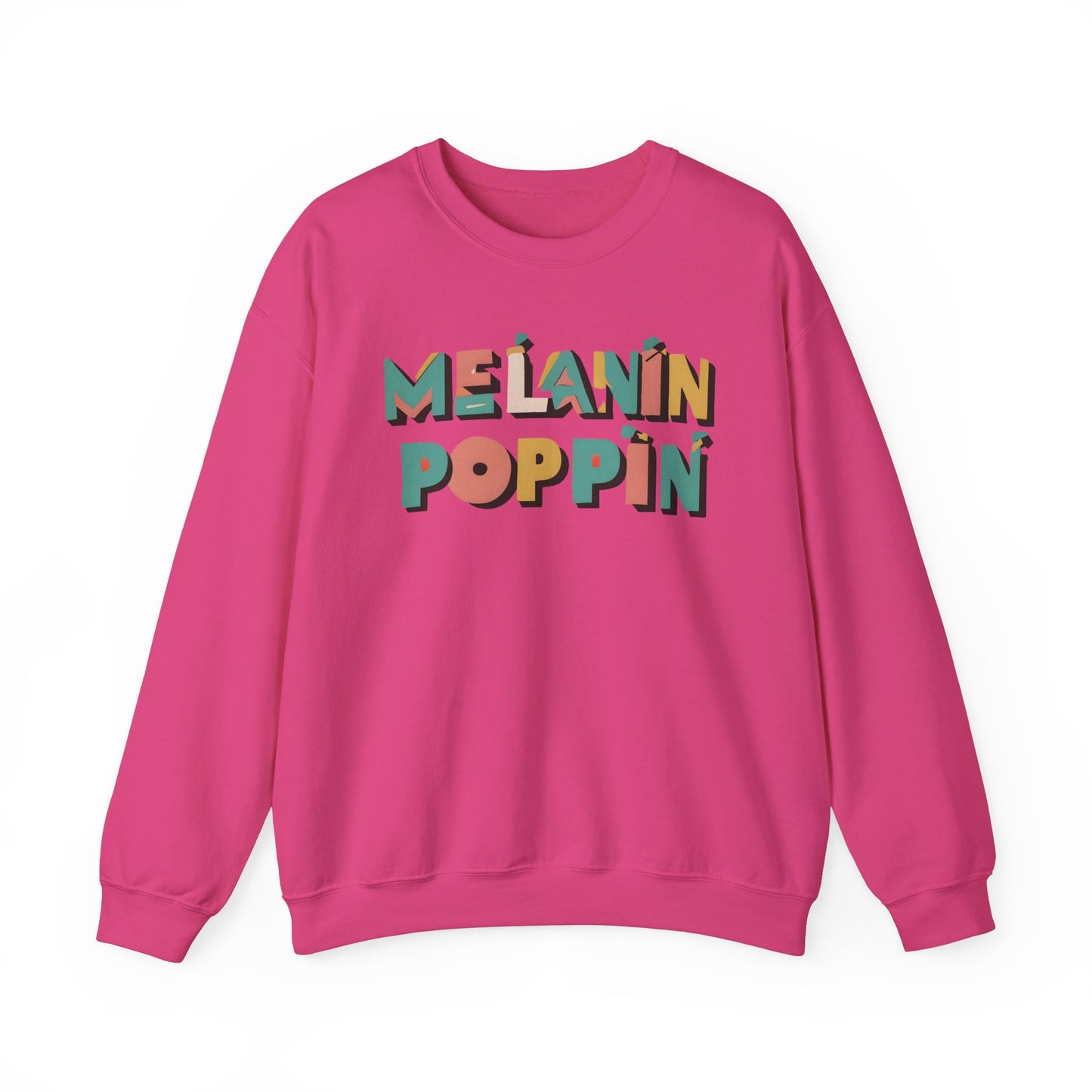 Melanin Poppin (Multicolor Text) - Crewneck Sweatshirt