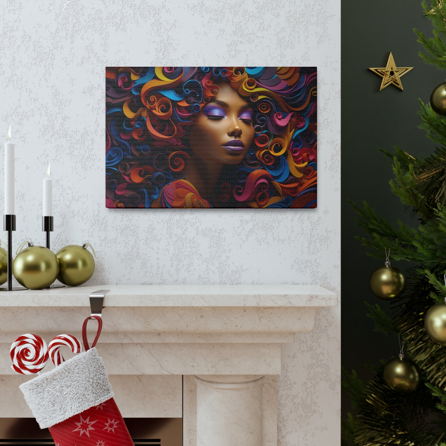 Chromatic Curls (Bow) - Canvas Print