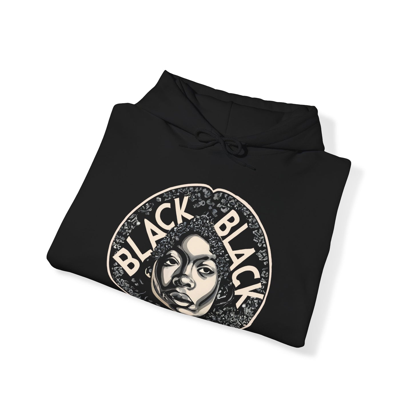 Black Black (Front Imagery) - Unisex Heavy Blend™ Hooded Sweatshirt