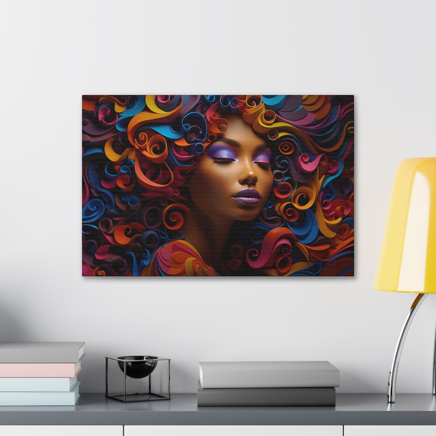 Chromatic Curls (Bow) - Canvas Print